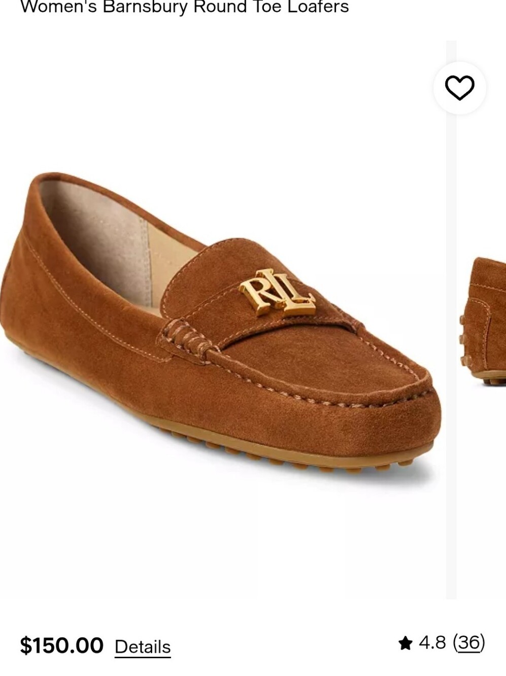 Ralph Lauren Barnsbury loafers in tan suede, size US 6